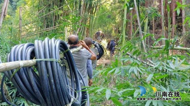 合江县石龙镇乡联会开展高温抗旱志愿服务行动(图1) 铺装水管.jpg