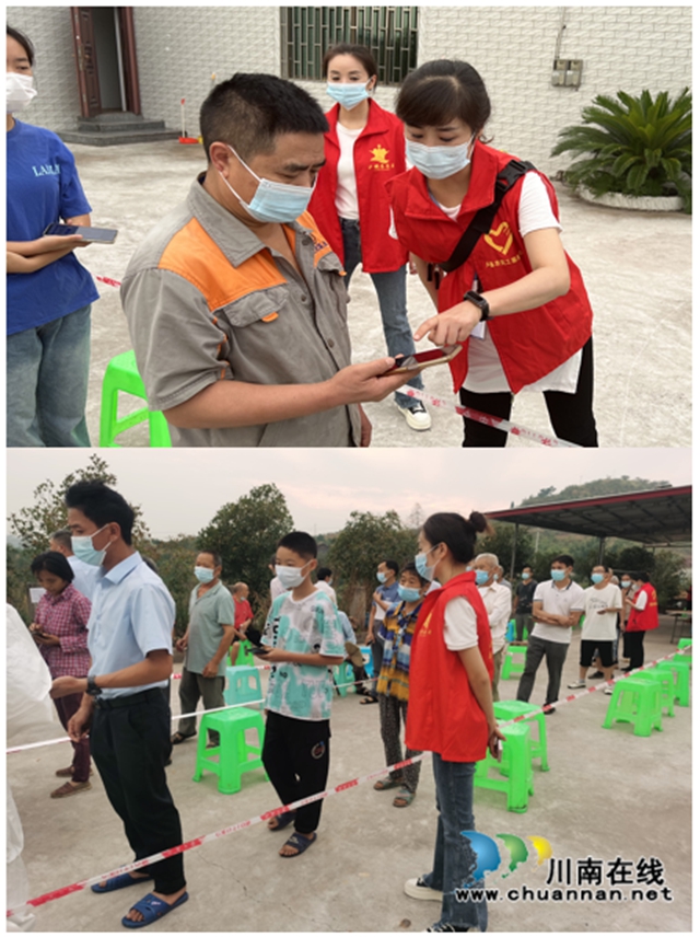 陈巧玲、刘金在村社参与核酸采样志愿服务.jpg