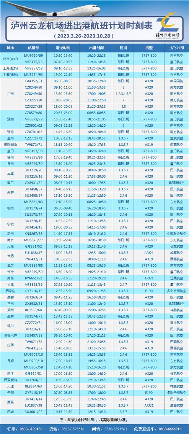 【泸州机场新航季】济南/湛江航线恢复!还要加密这些航班......(图3) 3.jpg