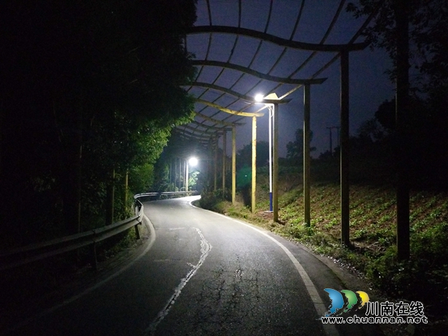 江阳区华阳街道西岸村: “光亮工程”照亮乡村路 温暖群众心(图2) 西岸村路灯照亮夜间乡道.jpg