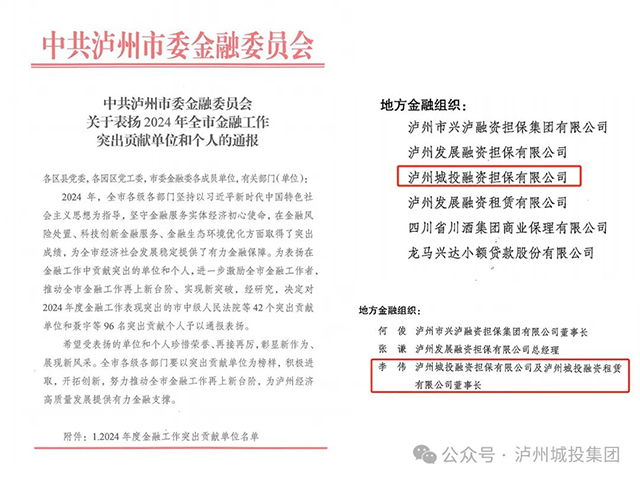 泸州城投融资担保有限公司荣获2024年金融工作突出贡献表扬(图2) 2.jpg