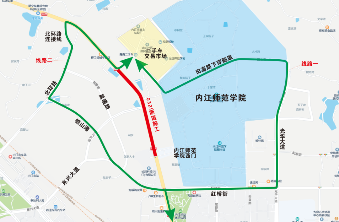 持续到明年8月底!国道G321这一路段将断道施工,内江司机注意绕行(图3) 国3.png