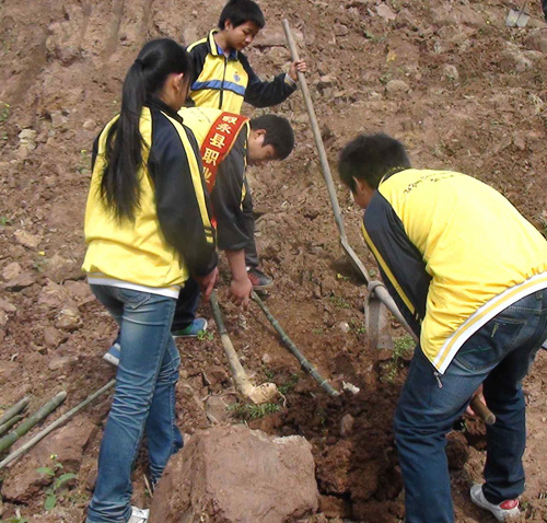 叙永职高：志愿护绿使者&nbsp;种下幼苗700棵(图3)