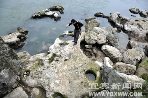 宜宾：岷江边现怪石群&nbsp;蜥蜴蟾蜍栩栩如生(图2)