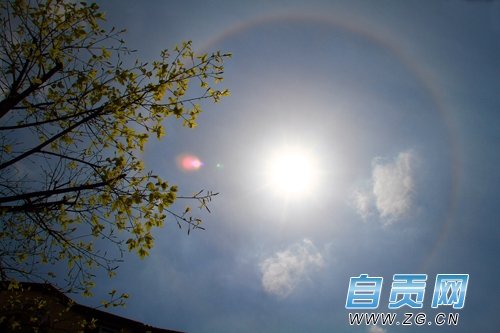 罕见日晕奇观飘临自贡上空(图1)