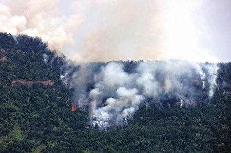 泸州山火蔓延 火箭车增援向天“借”雨灭火(图1) 泸州山火蔓延 火箭车增援向天“借”雨灭火