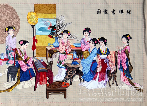 宜宾兴文女工40余万针绣出唐伯虎名画(图4)