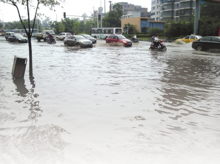 昨日暴雨突袭 宜宾翠柏大道上演“水上漂”(图1) 昨日暴雨突袭 宜宾翠柏大道上演“水上漂”(图1)