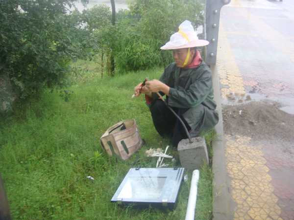 泸州:路灯处工人冒雨工作(图2) 泸州:路灯处工人冒雨工作(图2)