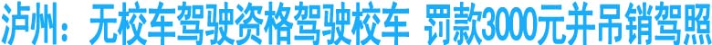 泸州：无校车驾驶资格驾驶校车&nbsp;罚3000元并吊销驾照
