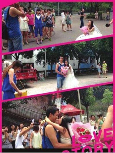 宜宾:大四女生 穿婚纱校园求婚(图2) 宜宾:大四女生 穿婚纱校园求婚(图2)