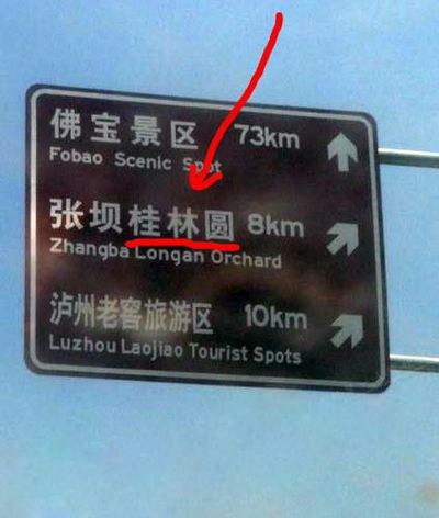 泸渝高速指示牌现大乌龙 "桂圆林"变"桂林圆"(图1) 泸渝高速指示牌现大乌龙 "桂圆林"变"桂林圆"(图1)