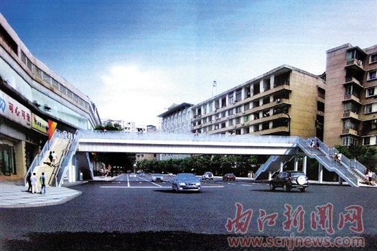 缓解交通拥堵 内江城区再添两座人行过街天桥(图1) 缓解交通拥堵 内江城区再添两座人行过街天桥(图1)