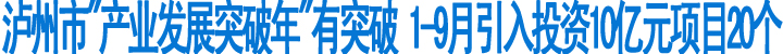 泸州市"产业发展突破年"有突破&nbsp;1-9月引入投资10亿元项目20个(图1)