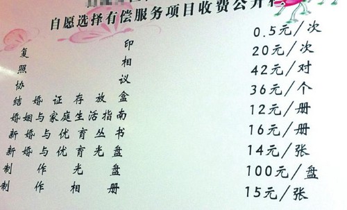 自贡:扯结婚证多花66元 市民质疑被"捆绑消费"(图2) 自贡:扯结婚证多花66元 市民质疑被"捆绑消费"(图2)