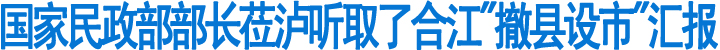 国家民政部部长莅泸听取合江"撤县设市"汇报(图1)