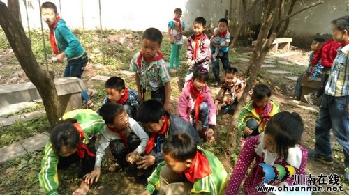 泸州天仙硐小学开展“我爱校园，弯腰行动”(图1)
