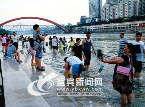 宜宾长江公园“万人戏水” 园方提醒“涨水了”(图6) 宜宾长江公园“万人戏水” 园方提醒“涨水了”(图6)