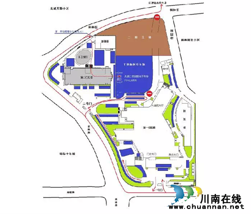 西南医大中医院内道路封闭施工&nbsp;实行交通管制(图1)