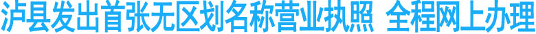 泸县发出首张无区划名称营业执照&nbsp;全程网上办理