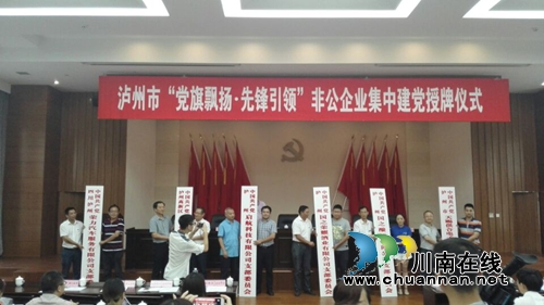 泸州市“党旗飘扬•先锋引领”非公企业集中建党授牌仪式在高新区举行(图1)