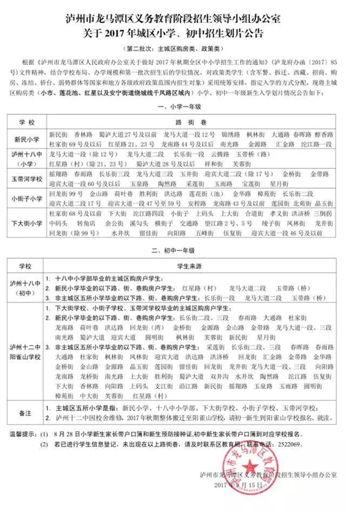 龙马潭区2017年城区小学、初中招生划片公告(图1) 龙马潭区2017年城区小学、初中招生划片公告(图1)