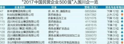 今年10家川企入围中国民企500强 数量减少(图1) 今年10家川企入围中国民企500强 数量减少(图1)