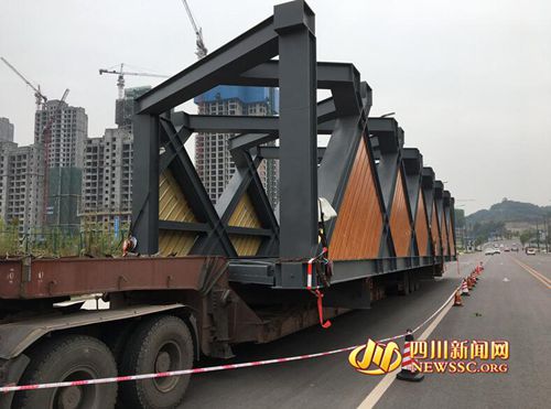 自贡交警护送&nbsp;200吨天桥主体钢结构完成吊装(图1)