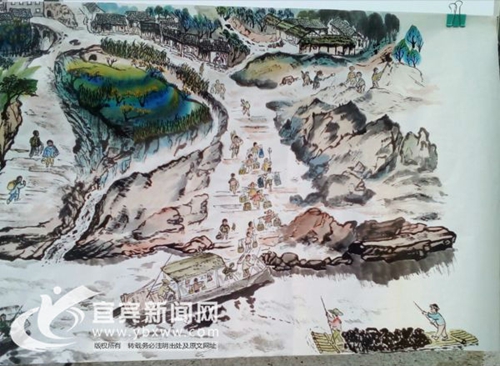 震撼!61岁业余画师手绘9米宜宾江安老街画卷(图4) 震撼!61岁业余画师手绘9米宜宾江安老街画卷(图4)