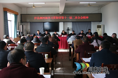 泸县潮河镇召开省第十一届二次全会精神学习会