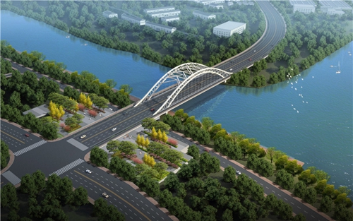 自贡首座钢桁架拱桥4200吨主梁月底整体顶推(图1)