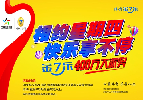 体彩：“金7乐”夏季又发大招&nbsp;派奖400万元！(图1)