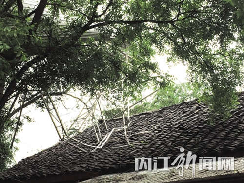 内江“天降”铝板：一块砸中车&nbsp;一块卡树上(图1)