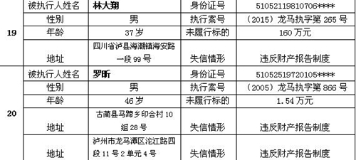 4法人31自然人&nbsp;龙马潭法院再次公布老赖名单(图7)