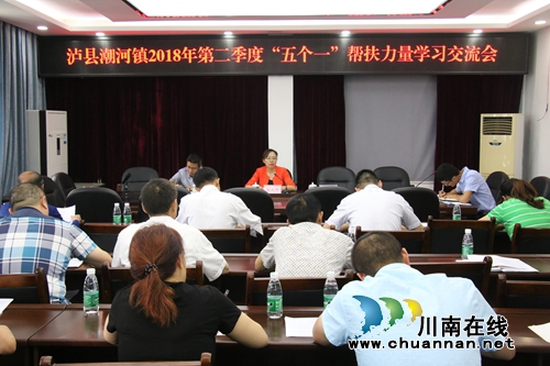 泸县潮河镇召开2018年第二季度“五个一”“三个一”帮扶力量学习交流会