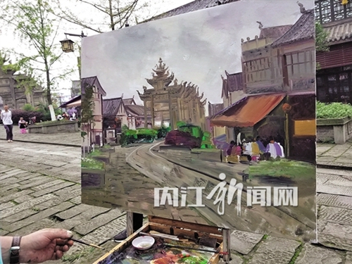 四位俄罗斯画家到内江隆昌　将美景揽入笔下(图1)