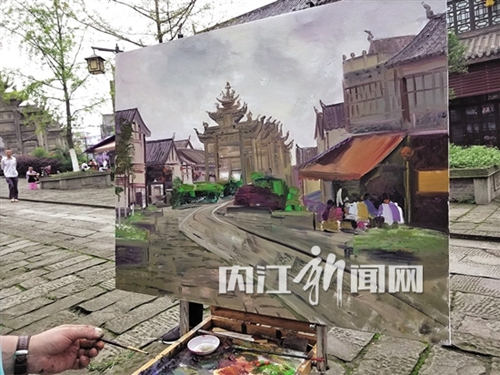 俄罗斯画家来隆昌写生&nbsp;将隆昌美景揽入笔下(图3)