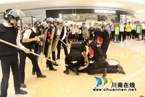 泸州举行商贸流通领域消防应急暨治安处突演练(图1)