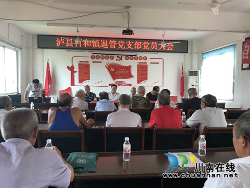 泸县百和镇召开退管党支部党员学习大会(图1)