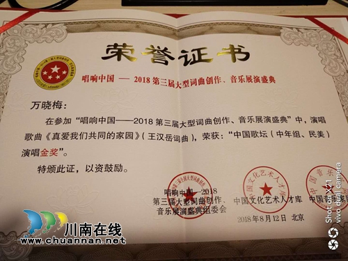 泸州美声万晓梅“唱响中国2018”荣获金奖(图6) 泸州美声万晓梅“唱响中国2018”荣获金奖(图6)