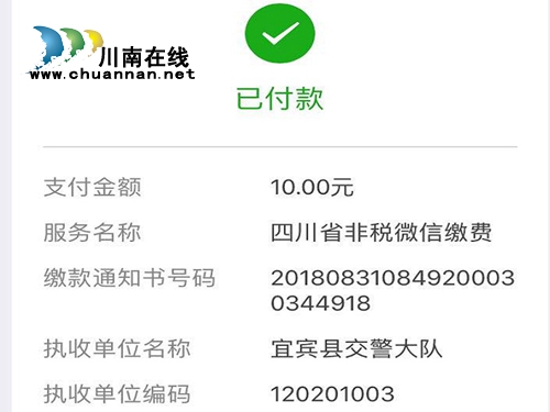 宜宾县公安交管大队车管所顺利完成第一笔电子支付业务(图1)