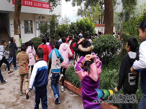 叙永县向林镇中心校举行119防震应急疏散演练(图1)