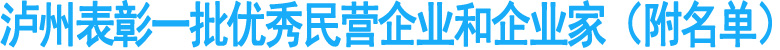 泸州表彰一批优秀民营企业和企业家（附名单）
