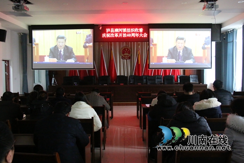 泸县潮河镇组织收看庆祝改革开放40周年大会(图1)