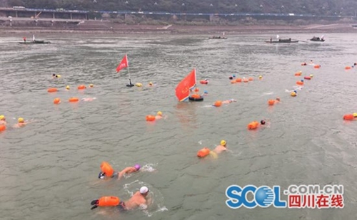 宜宾1600余名游泳爱好者横渡长江迎接新年(图3)