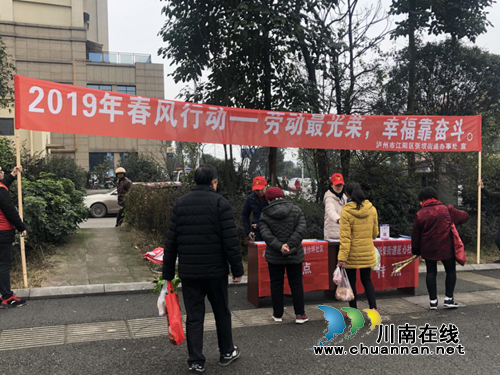 江阳区张坝街道开展2019年春风行动——劳动最光荣，幸福靠奋斗宣传活动(图3)