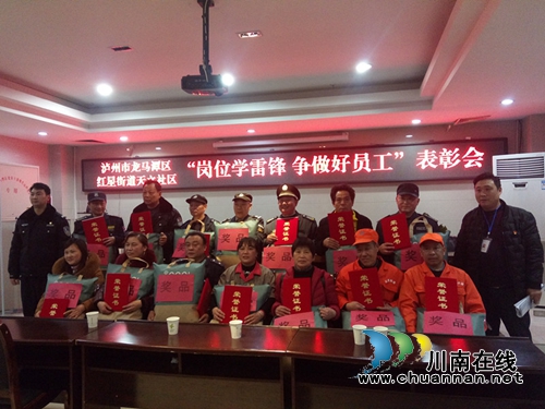龙马潭区红星街道天立社区召开“岗位学雷锋，争做好员工”表彰大会(图1)