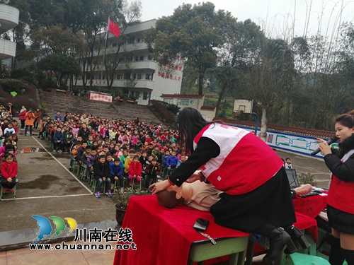 叙永县红十字会到向林镇中心校开展安全救护知识培训(图1)