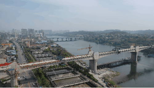 川南城际铁路内江三元沱江特大桥连续梁合龙(图1)