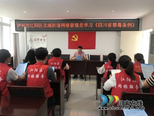 江阳区北城街道组织网格管理员学习禁毒条例(图1)